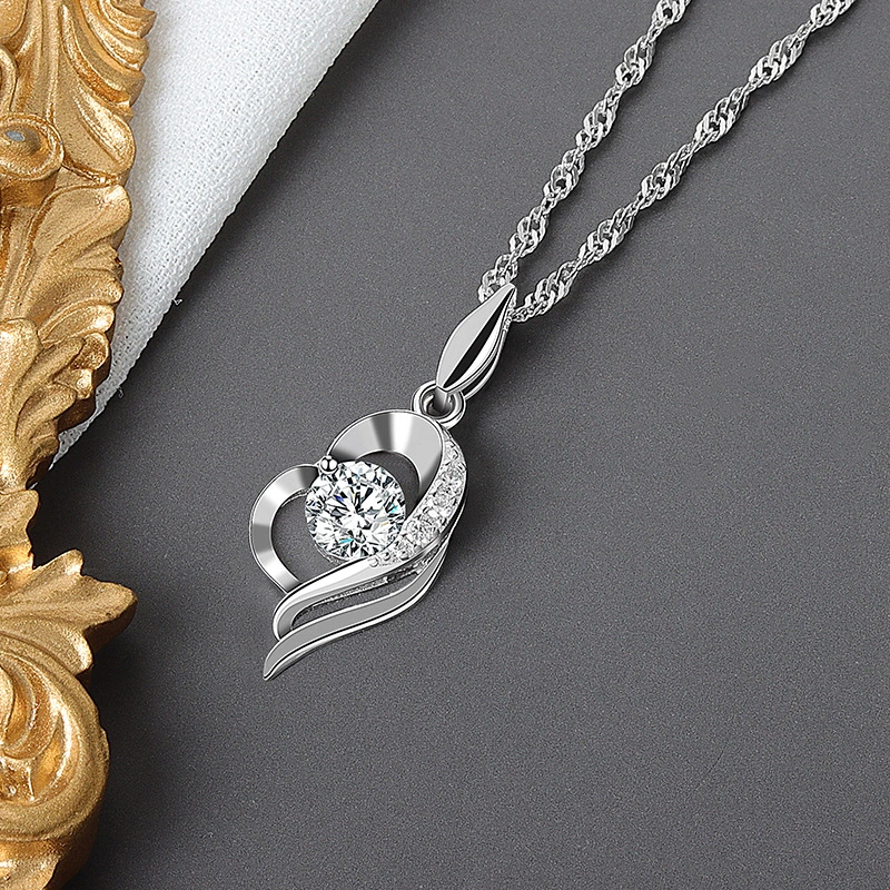 Heart-shaped Two-tone Temperament Necklace Female Clavicle Chain Accessories All-match Pendant