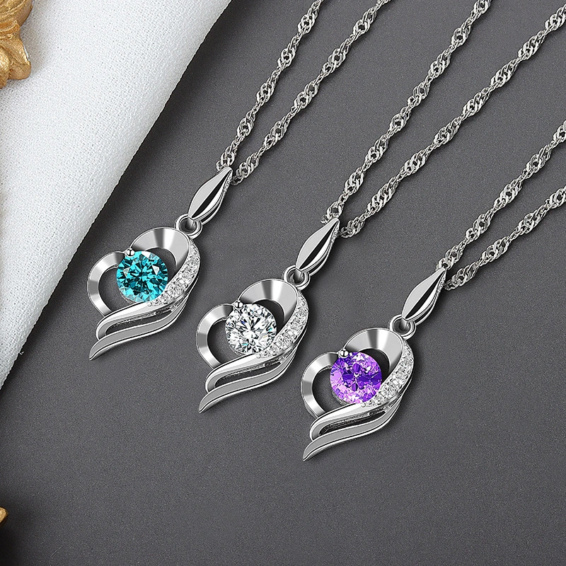 Heart-shaped Two-tone Temperament Necklace Female Clavicle Chain Accessories All-match Pendant