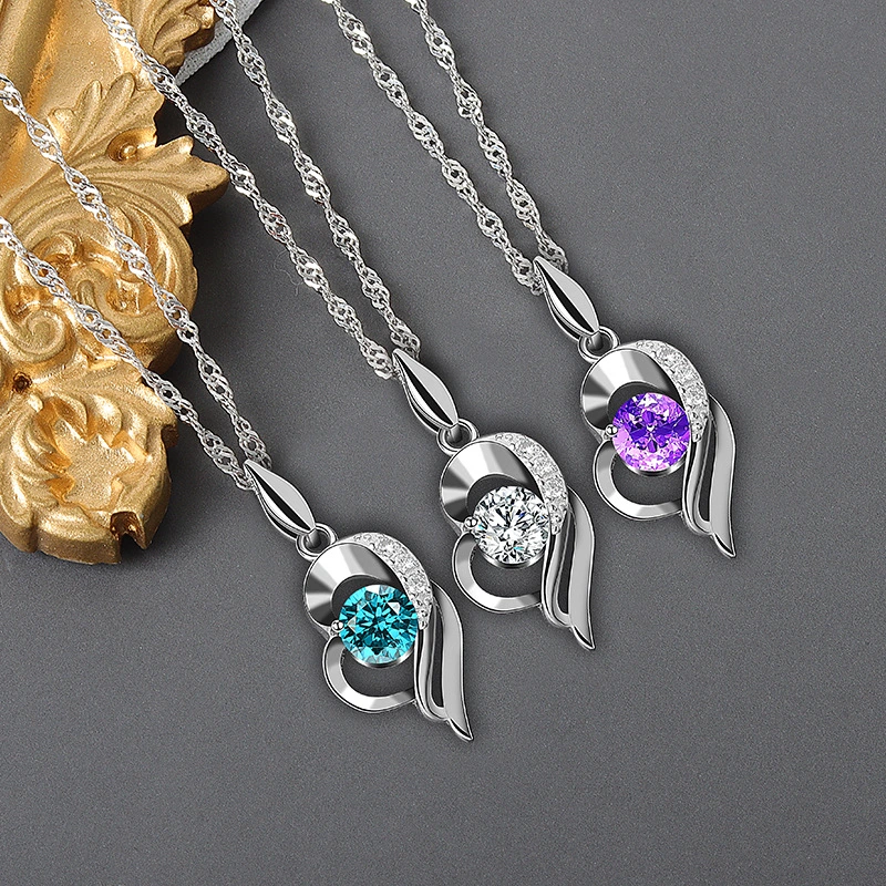 Heart-shaped Two-tone Temperament Necklace Female Clavicle Chain Accessories All-match Pendant