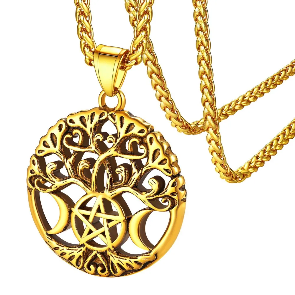 European And American Alloy Tree Of Life Necklace Moon Five-pointed Star Pattern