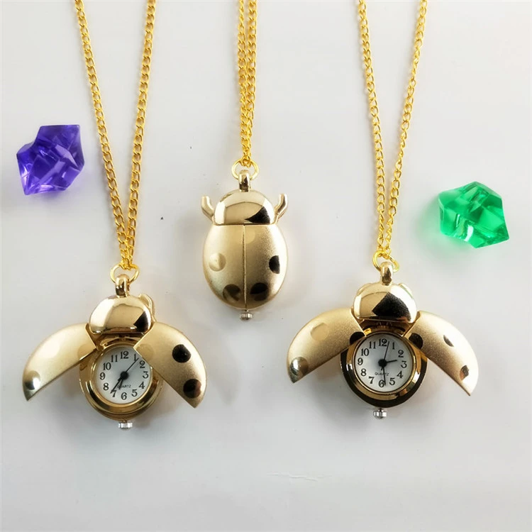 Creative Vintage Golden Ladybug Pocket Watch