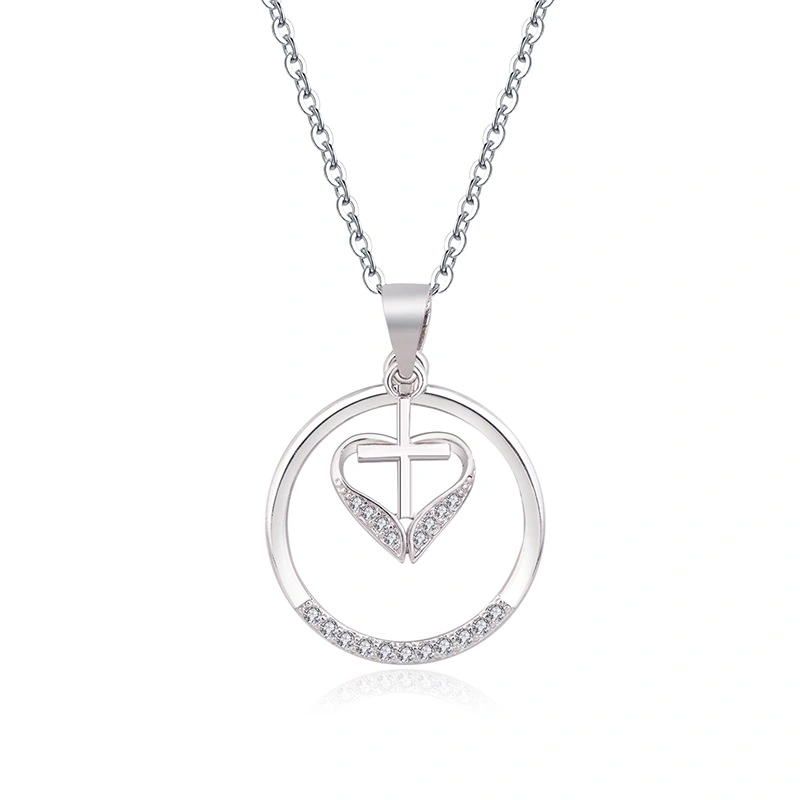 Jewelry Love Heart Cross Pendant Sterling Silver