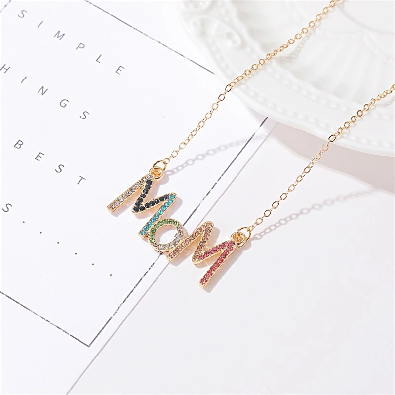 Creative Inlaid Letter Necklace Color Diamond