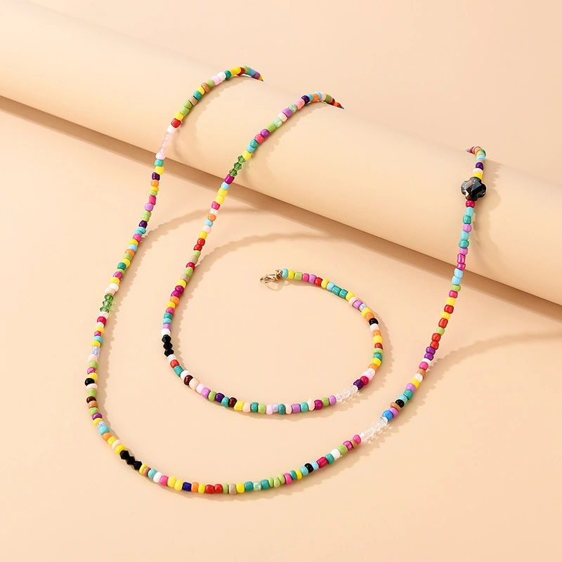 Simia Rainbow Rice Bead Necklace Design Sense Of