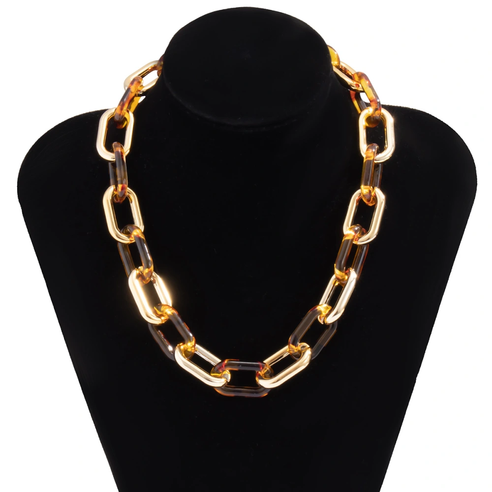 Single Layer Leopard Print U-lock Single Layer Cross Chain Necklace