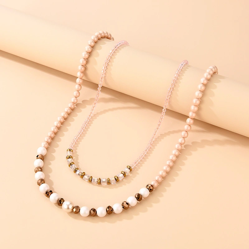 Pearl Crystal All-match Necklace Two-layer Style Multiple Ways To Wear