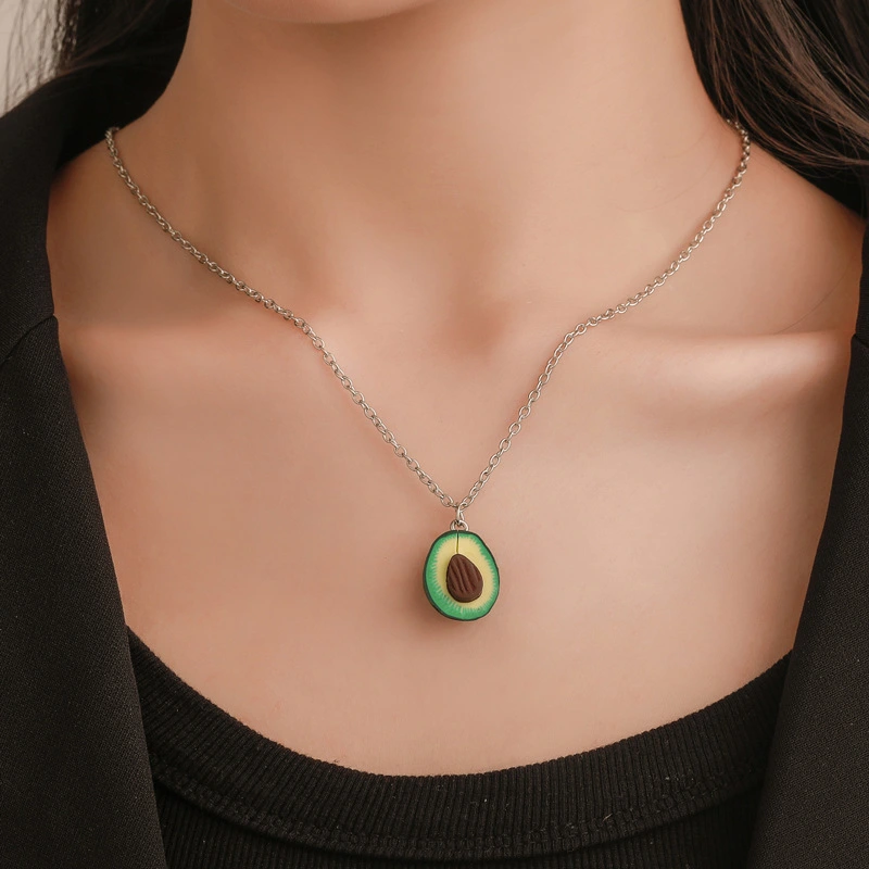 Personalized Avocado Clay Necklace And Earring Set