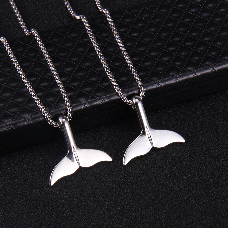 Mermaid Tail Dolphin Glossy Pendant Fashion Simple Couple Necklace