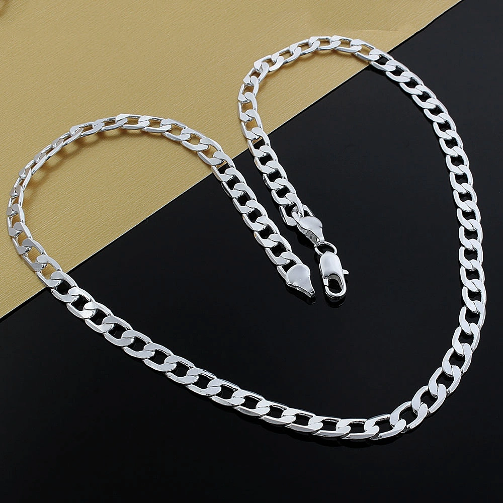 Electroplated Silver Boutique 8MM Flat Side Necklace