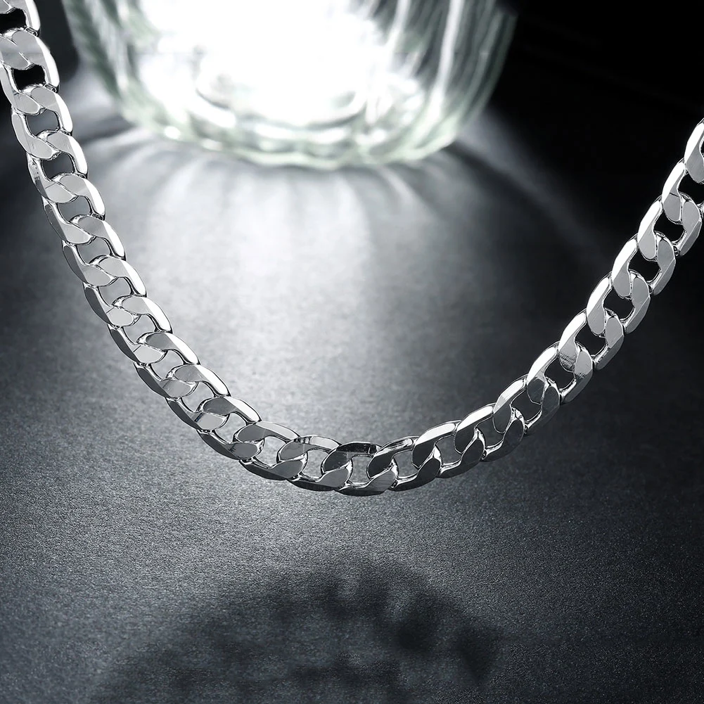 Electroplated Silver Boutique 8MM Flat Side Necklace