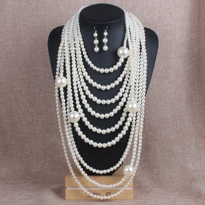 Fashion Exaggerated Multi-layer Pearl Necklace Set