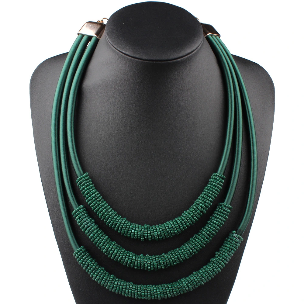 Bohemian Fashion Ladies Three-layer Rice Bead Winding Necklace