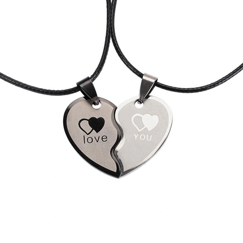 Two-piece Lovers Heart-shaped Pendant Boutique Stainless Steel Accessories