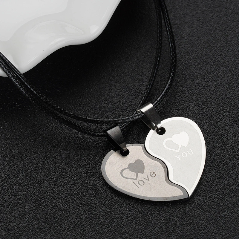 Two-piece Lovers Heart-shaped Pendant Boutique Stainless Steel Accessories