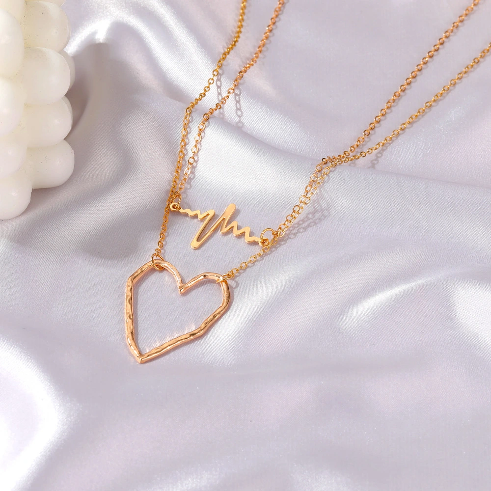 Double Heartbeat Necklace Personalized ECG Frequency