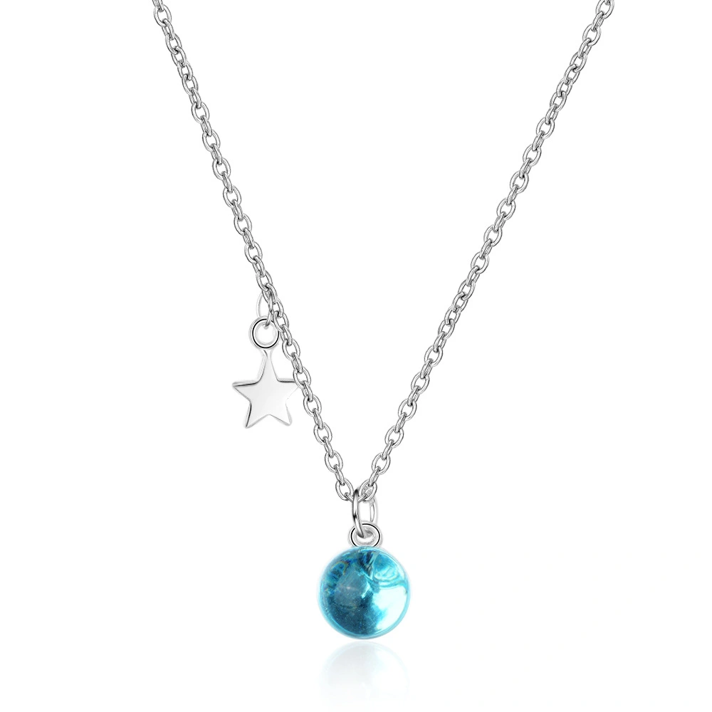 New Starry Sky Blue Artificial Crystal Pendant Necklace