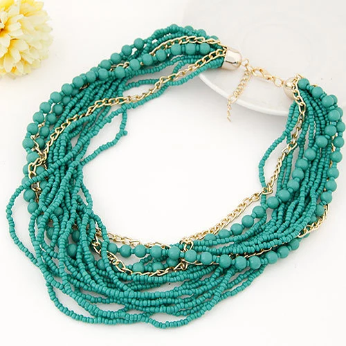 Handmade Rice Bead Multi Layer Rice Bead Elastic Fish Line Necklace