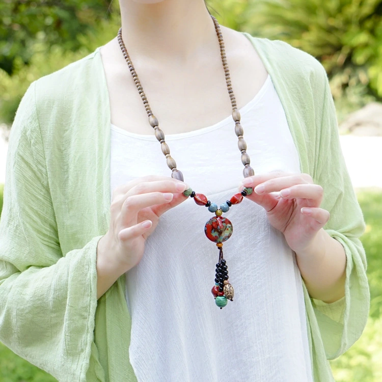 Pastoral Cotton Leprosy Accessories Long Ceramic Necklace