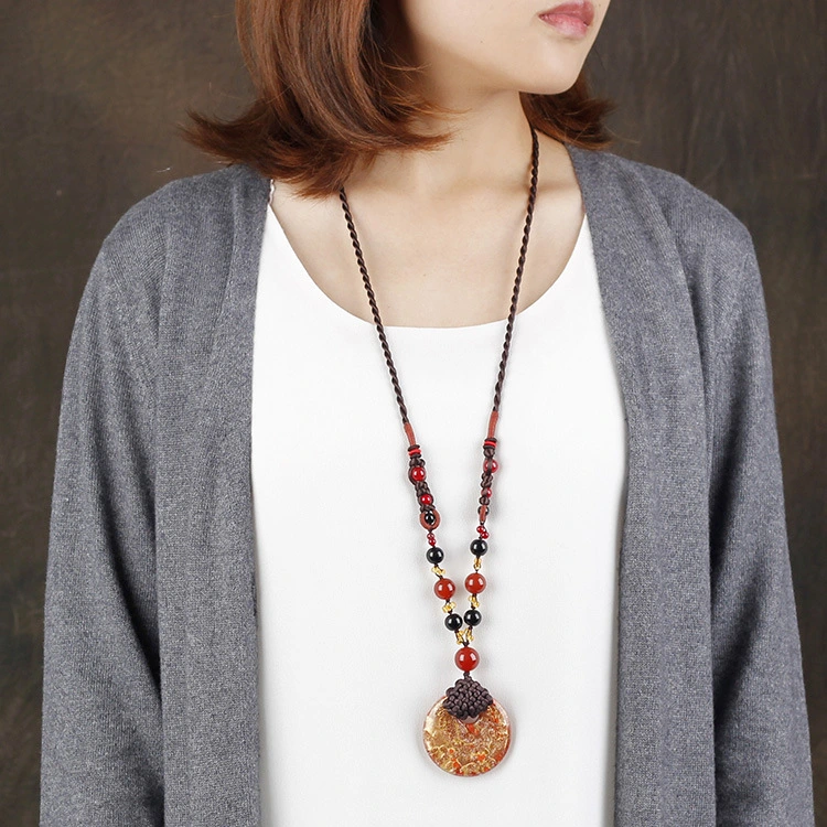 Beeswax Retro Necklace Long Female Ethnic Style Sweater Chain