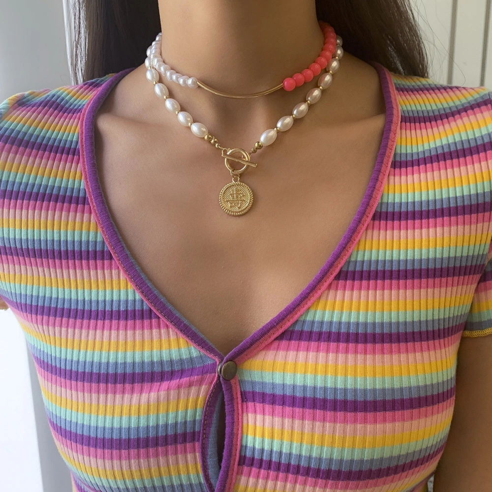 Special Shaped Pearl Clavicle Set Alloy Necklace