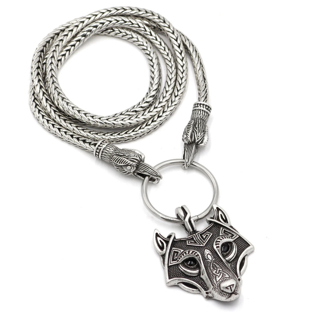 Thor's Hammer Vintage Style Crow Head Men's Necklace
