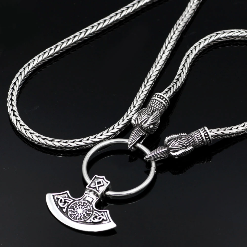 Thor's Hammer Vintage Style Crow Head Men's Necklace