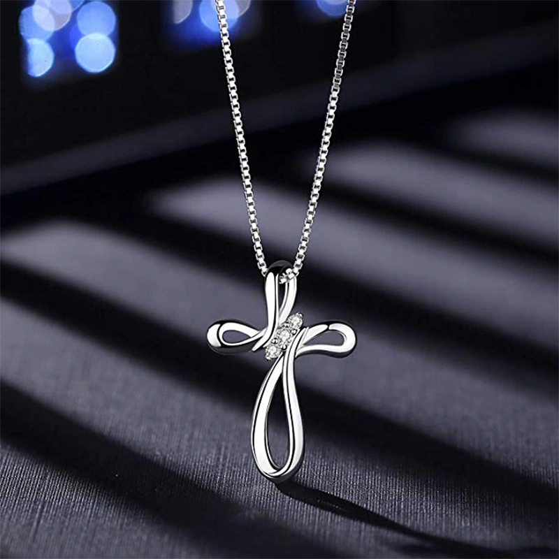 Sterling Silver Necklace, Simple And Fashionable Women's Cross Pendant