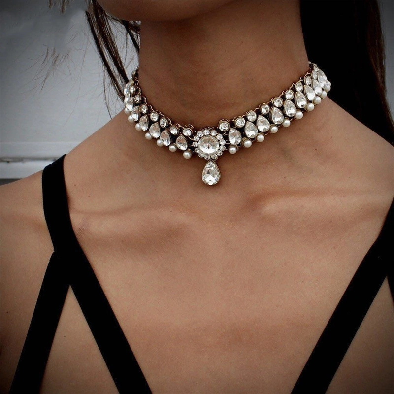 Zircon Type Pearl Choker Female Clavicle Chain