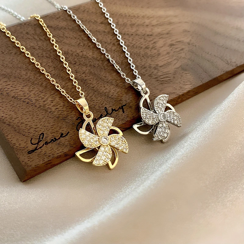 Rotatable Windmill Necklace Transfer Female Light Luxury Niche Design