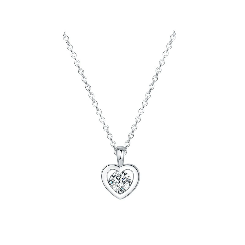 Small Round Diamond Necklace for Ladies Heart Shaped Pendant