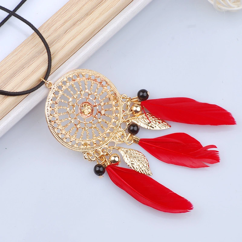 Vintage feather tassel necklace