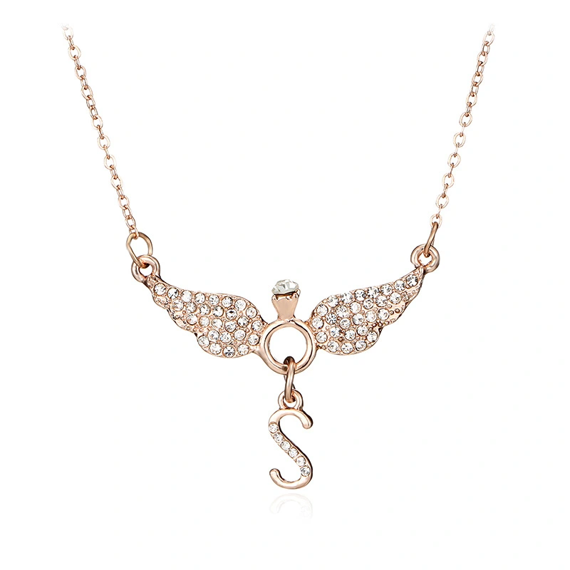 Personalized crystal Angel Pendant Necklace