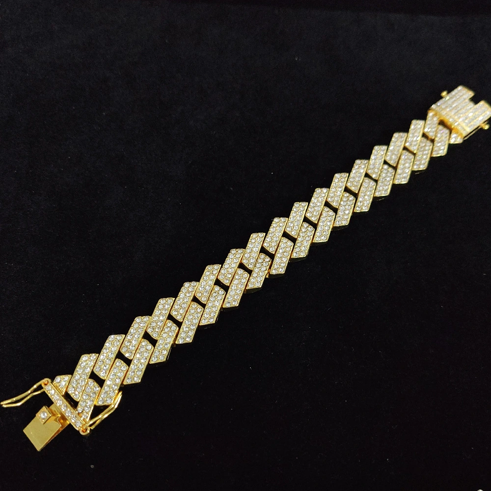 High Quality 20MM Wide Diamond Bar Cuban Chain