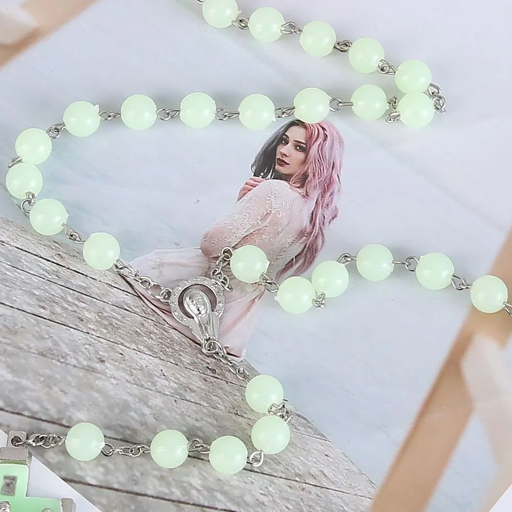 Luminous rosary cross necklace