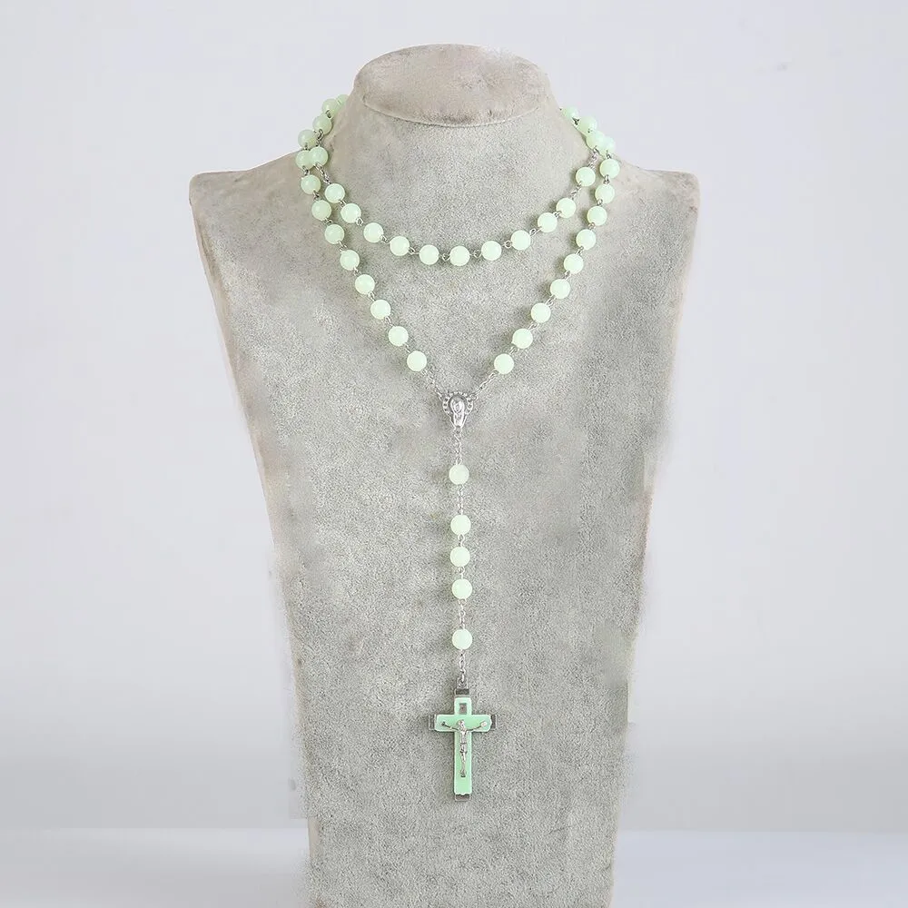 Luminous rosary cross necklace
