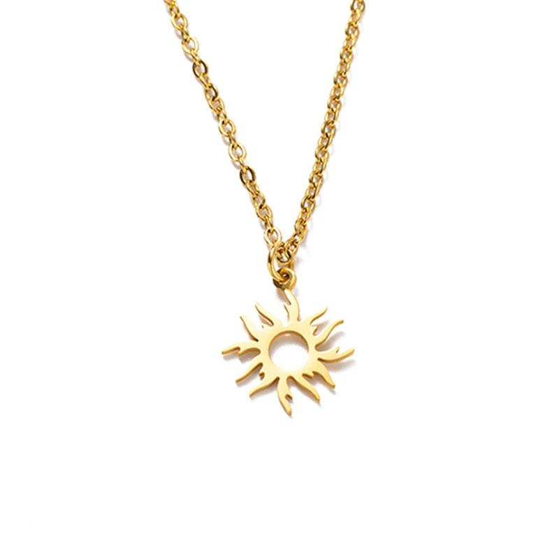 Sun flower crown titanium steel sweater chain