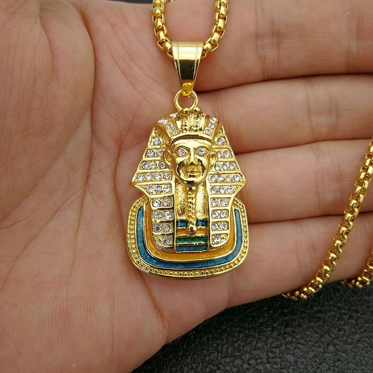 Painted Ancient Egyptian Pharaoh Pendant