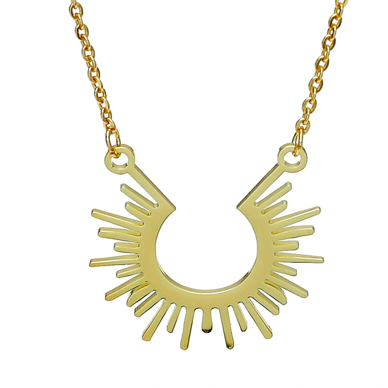 Classic semicircle sun flower pendant necklace