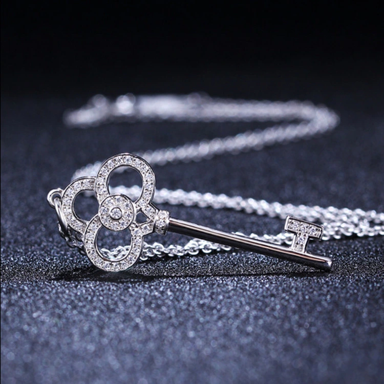 Necklace Temperament Versatile Short crystal Diamond Hollow Key