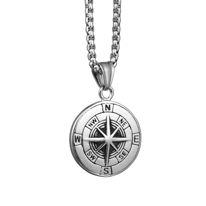 Compass compass titanium steel necklace