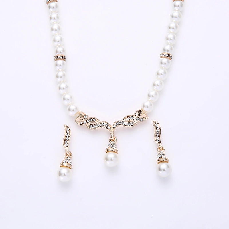 Angel Wing Pearl Necklace Earring Set