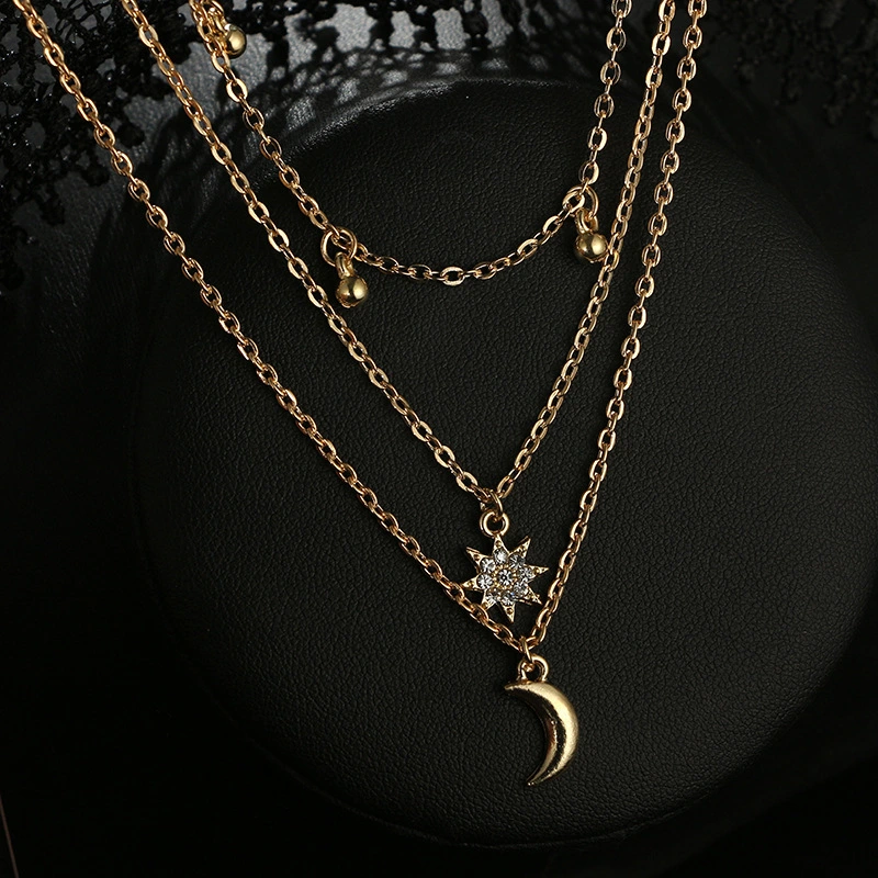 Moon multilayer clavicle chain versatile necklace