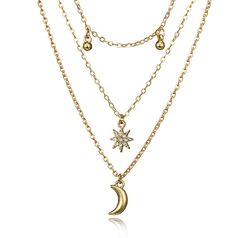 Moon multilayer clavicle chain versatile necklace