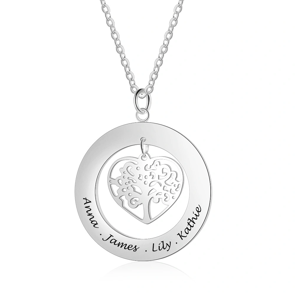 Life Tree carved name custom Necklace