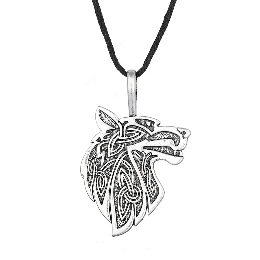 Viking wolf head logo pendant