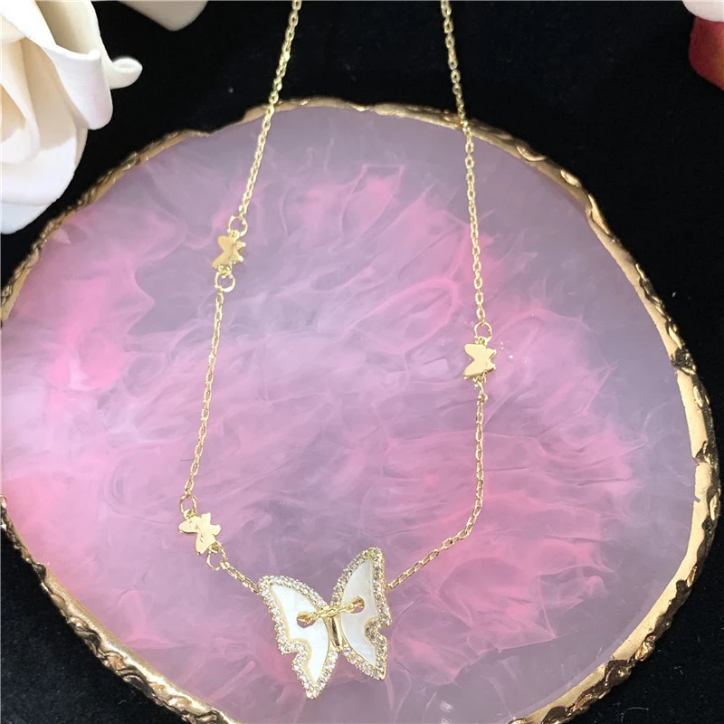 White shell butterfly necklace