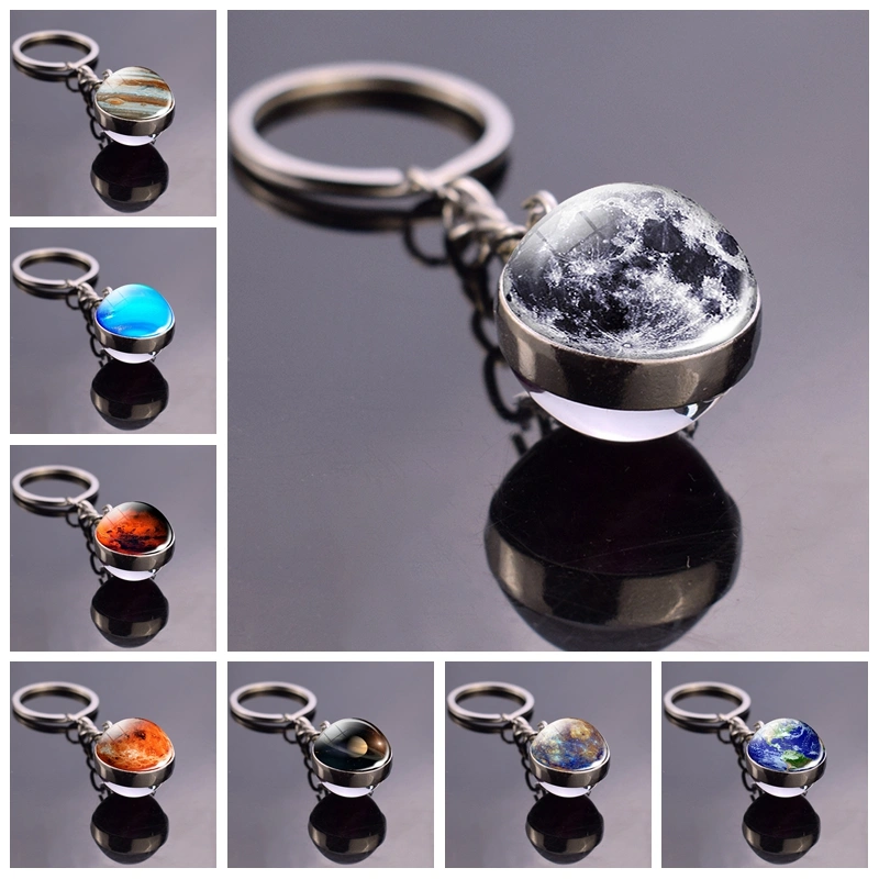 Double-sided glass ball keychain