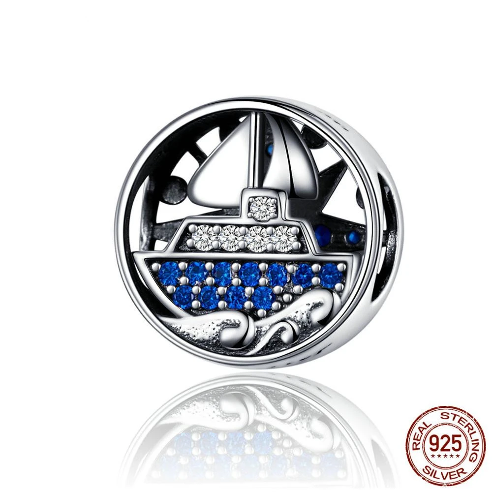 Sailing Journey in Blue with Zircon Openwork Charm