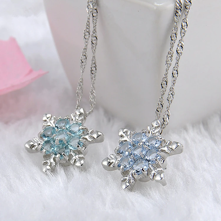 Children's Snowflake Crystal Pendant Necklace