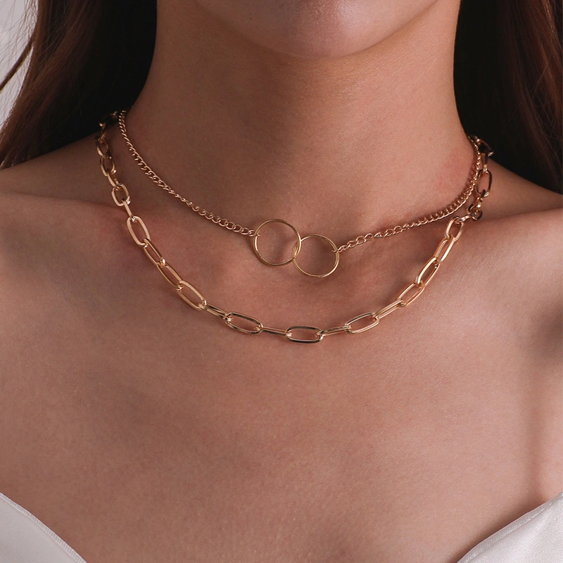 Retro simple alloy metal clavicle chain